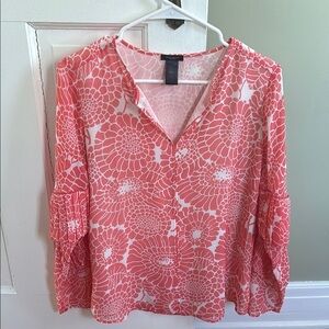 Pink Graphic 3/4 Sleeve Relaxed Blouse